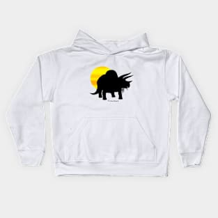 Triceratops Silhouette with Sun Kids Hoodie